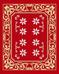 Red Floral Border Design Rug