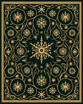 Gold Snowflake Forest Dark Green Rug