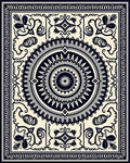 Intricate Circular Floral Border Design Rug