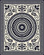 Intricate Circular Floral Border Design Rug