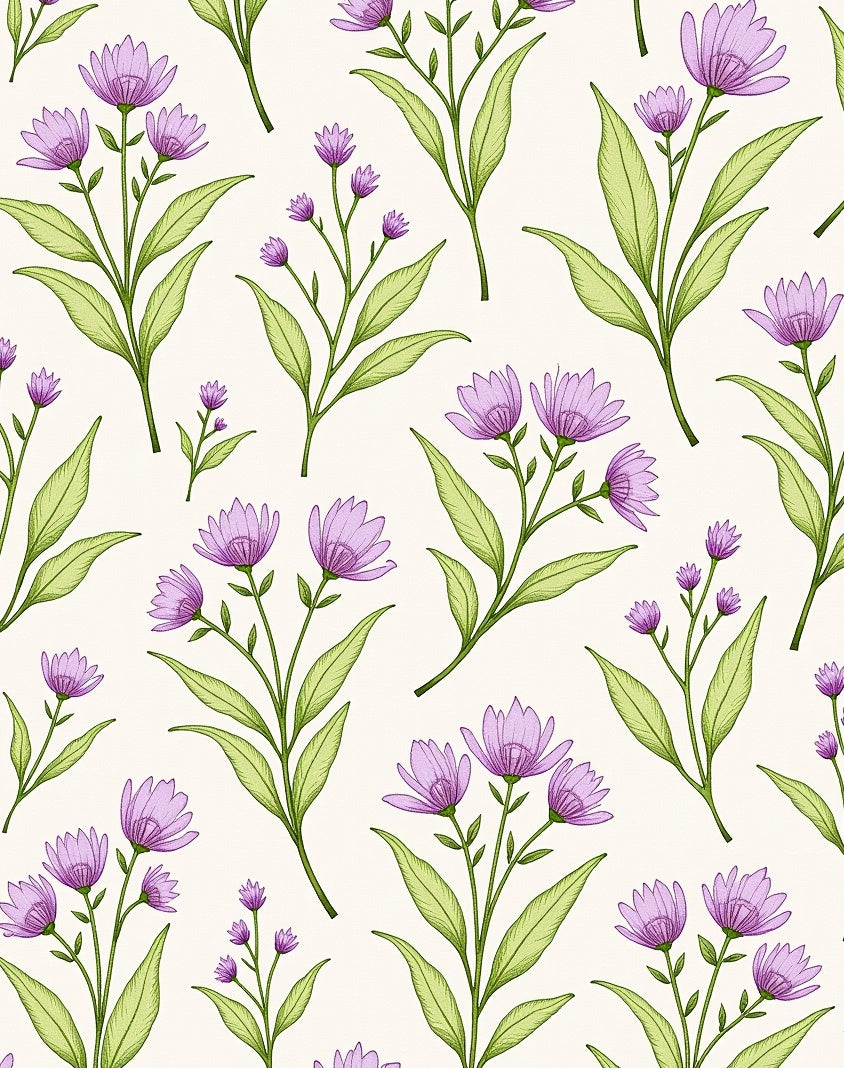 Delicate Lavender Floral Botanical Pattern Rug