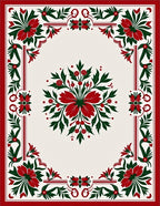 Red Green Floral Patterned Decorative Rug