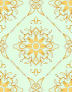 Golden Floral Mandala Pattern Rug