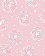 Whimsical Pink Swirl Star Pattern Rug