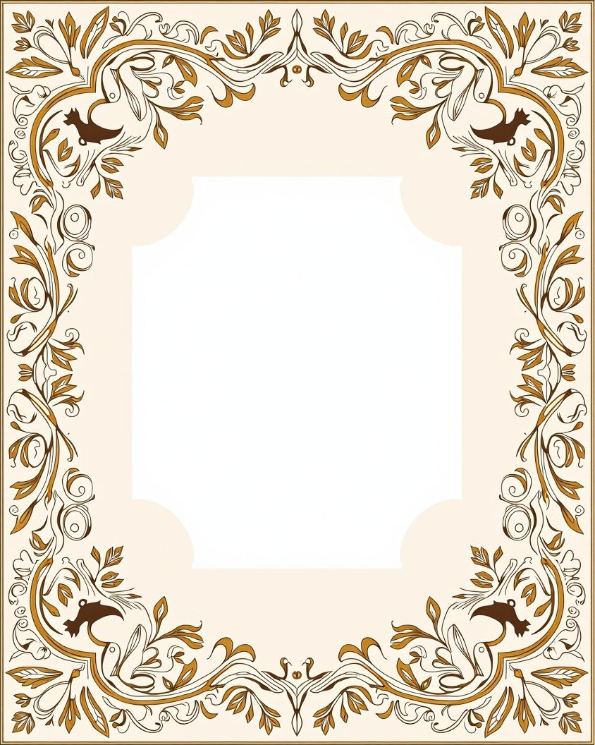 Elegant Floral Scrollwork Detailed Frame Rug