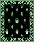 Black Emerald Medallion Floral Border Rug