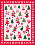 Festive Red Elf Christmas Tree Snowflakes Rug