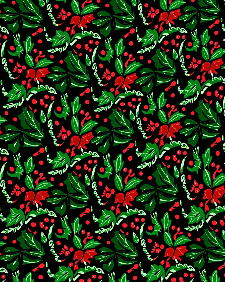 Festive Holly Berry Garland Pattern Rug