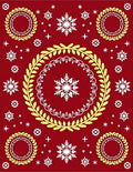 Crimson Festive Snowflake Laurel Design Rug