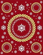 Crimson Festive Snowflake Laurel Design Rug