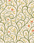 Green Vine And Red Bloom Pattern Rug