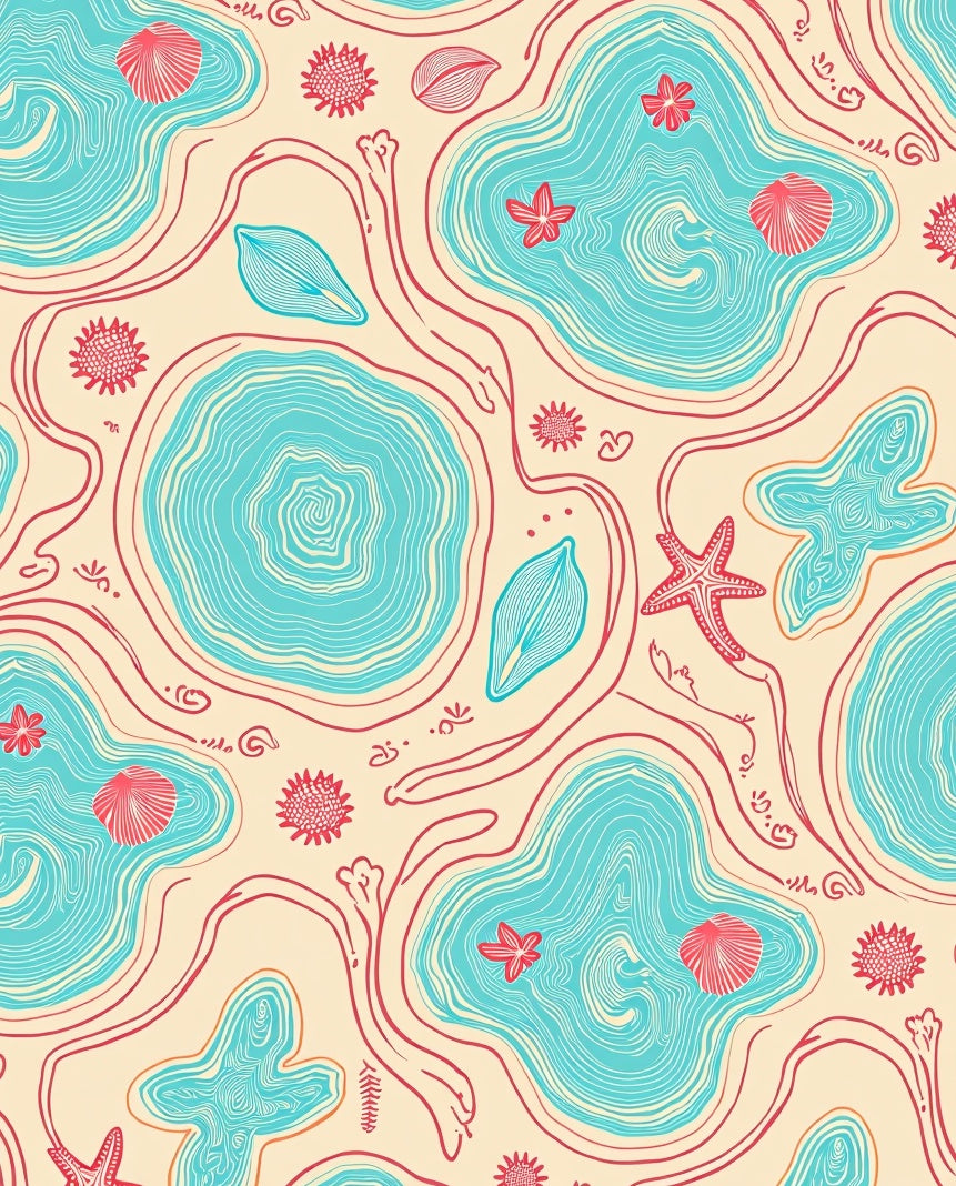 Coral Reef Organic Wave Pattern Rug