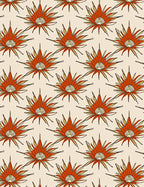 Orange Starburst Patterned Textile Rug
