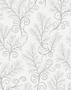Elegant Gray Leafy Swirl Pattern Rug
