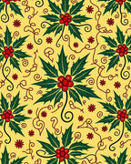 Festive Holly Swirl Pattern Rug