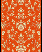 Damask Floral Patterned Orange Rug Design Rug