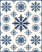 Classic Blue Snowflake Floral Pattern Rug