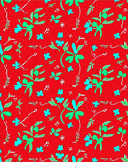 Red Floral Vine Pattern Rug