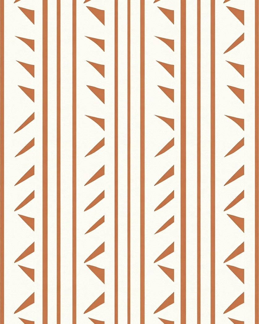 Terracotta Stripe Geometric Pattern Rug