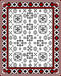Red Black White Geometric Floral Pattern Rug