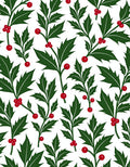 Red Berry Green Leaf Pattern Rug
