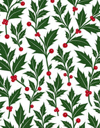 Red Berry Green Leaf Pattern Rug