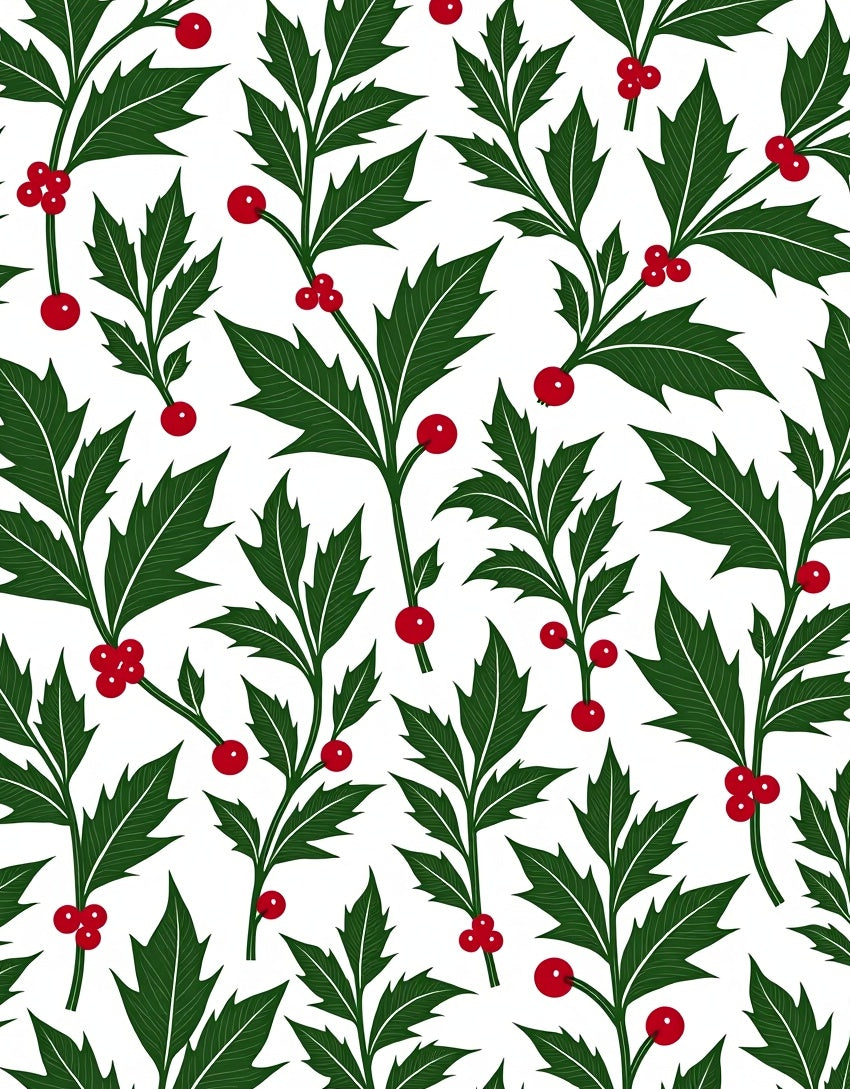 Red Berry Green Leaf Pattern Rug