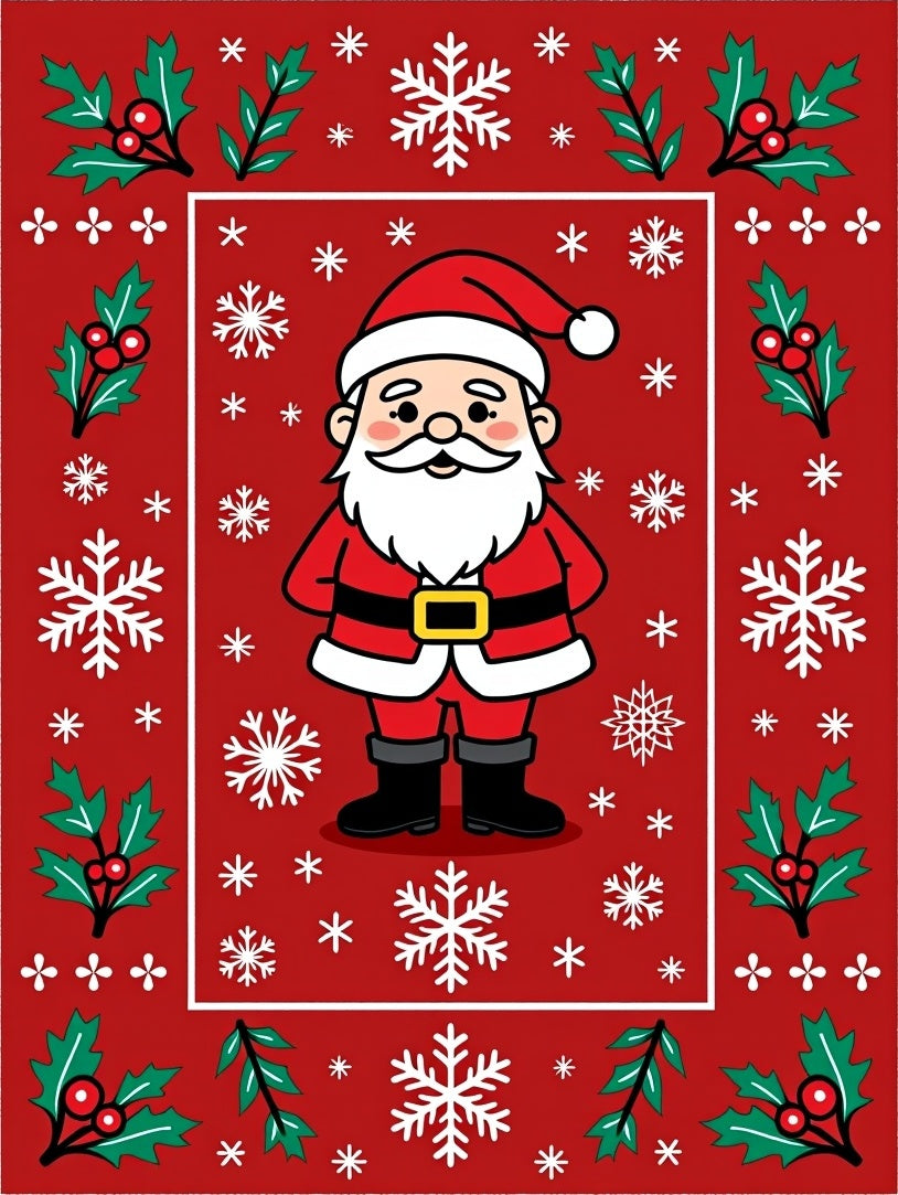 Joyful Santa Claus Snowflake Pattern Rug