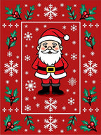 Joyful Santa Claus Snowflake Pattern Rug