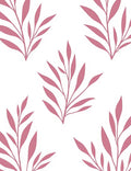 Modern Pink Leafy Branch Pattern Rug