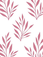 Modern Pink Leafy Branch Pattern Rug