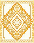 Golden Orange Art Deco Geometric Diamond Rug