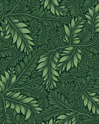 Dark Green Leafy Vine Pattern Rug