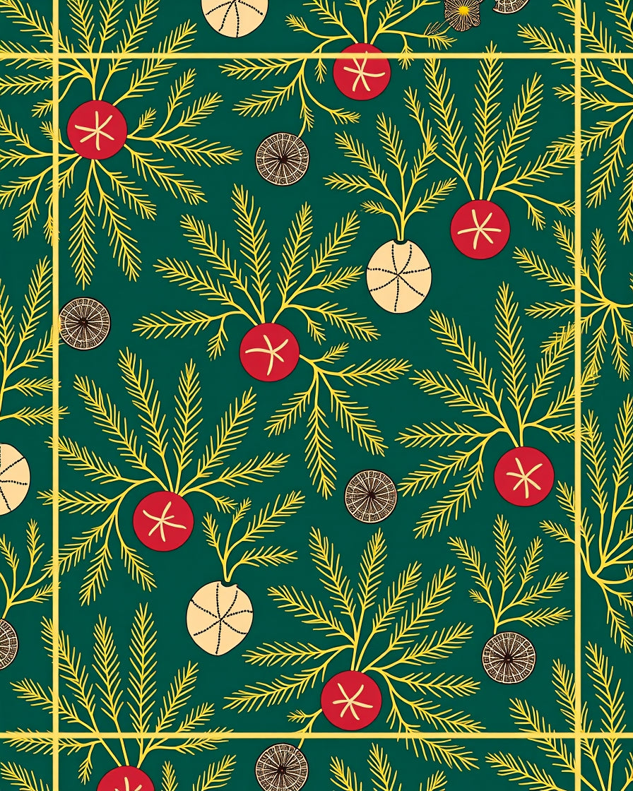 Botanical Branch With Ornaments Pattern Rug