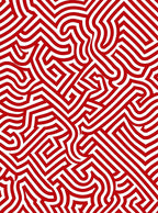 Bold Red Abstract Maze Lines Rug