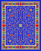 Royal Blue Geometric Gemstone Patterned Rug