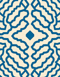 Blue Cream Abstract Lattice Design Rug