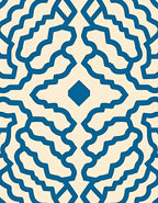 Blue Cream Abstract Lattice Design Rug