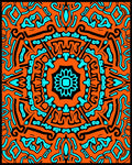 Bold Orange Teal Abstract Pattern Rug