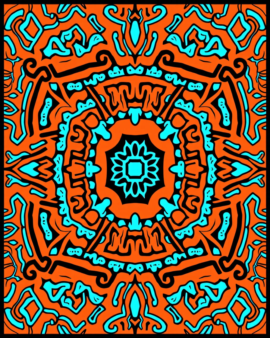 Bold Orange Teal Abstract Pattern Rug