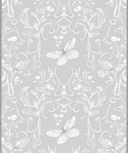 Elegant White Butterfly Nature Pattern Rug