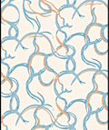 Flowing Blue Orange Curve Pattern Rug