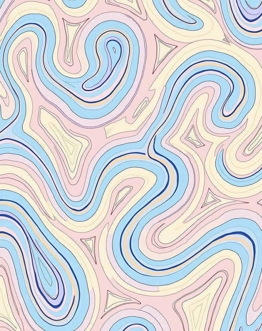 Pastel Swirl Contour Pattern Rug