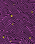 Bold Pink Black Wavy Labyrinth Design Rug