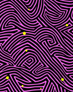 Bold Pink Black Wavy Labyrinth Design Rug