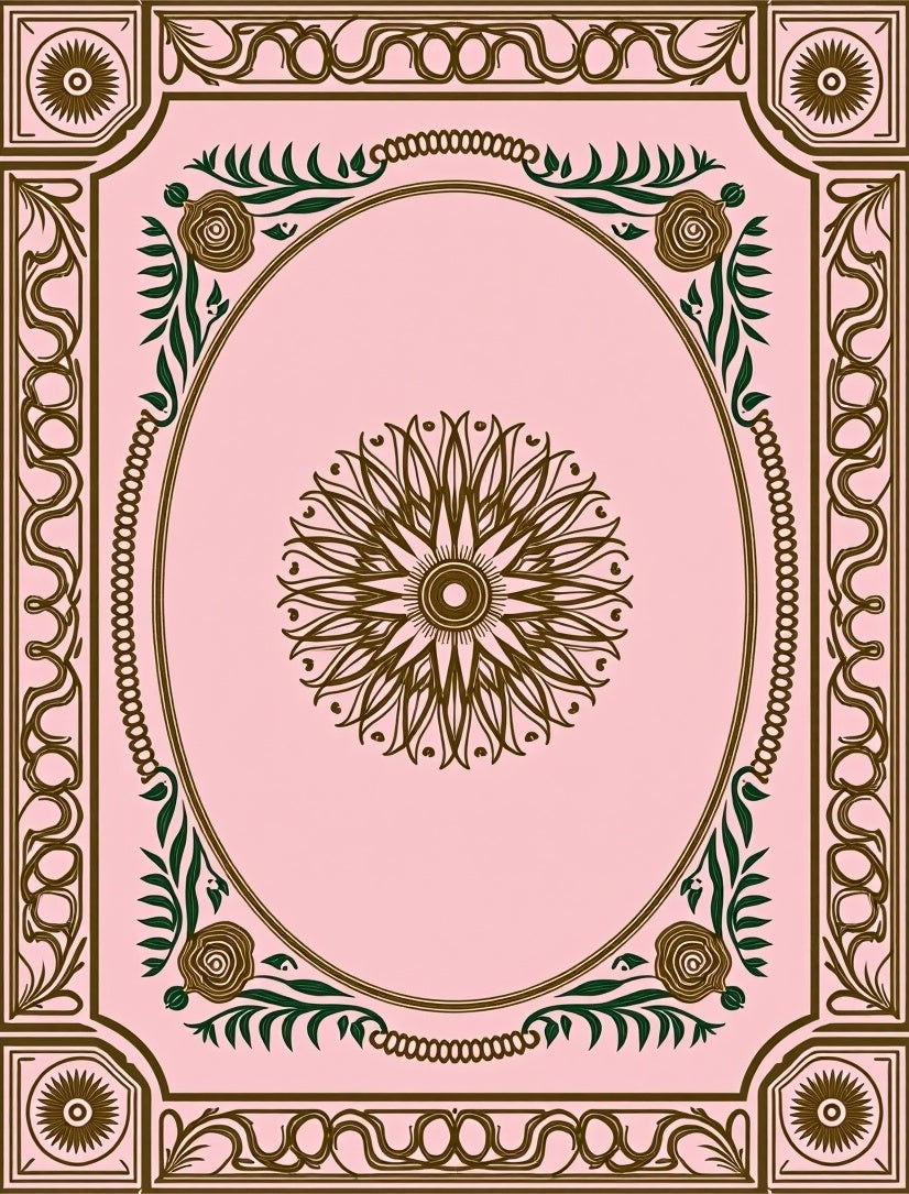 Elegant Pink Floral Sunburst Design Rug