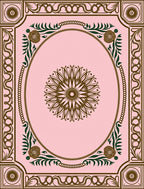 Elegant Pink Floral Sunburst Design Rug