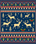 Navy Woodland Reindeer Folk Art Rug