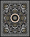 Ornate Floral Mandala Black Gold Rug