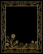 Gold Floral Swirl Art Nouveau Pattern Rug